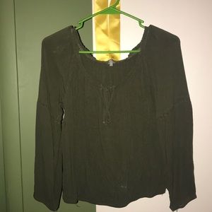 green off shoulder long sleeve